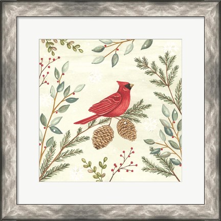 Framed Woodland Animals Cardinals Print