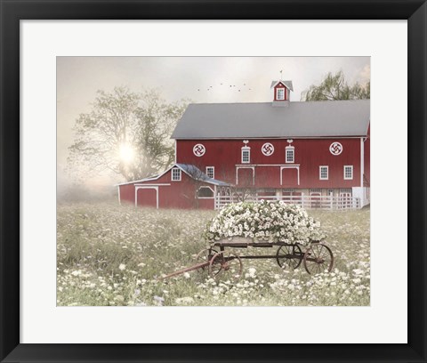 Framed Misty Meadow Barn Print