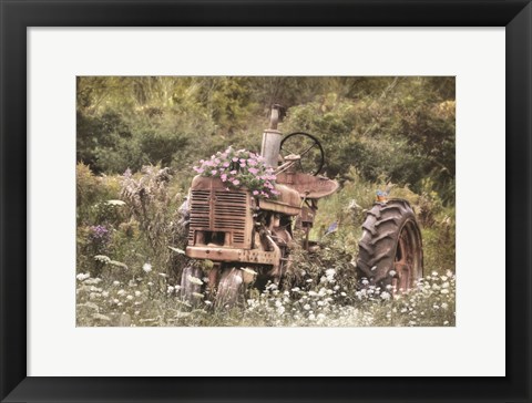 Framed Country Garden Tractor Print