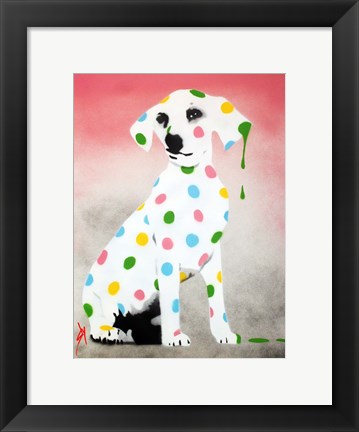 Framed Damien&#39;s Dotty Spotty Dawg - Pink Print