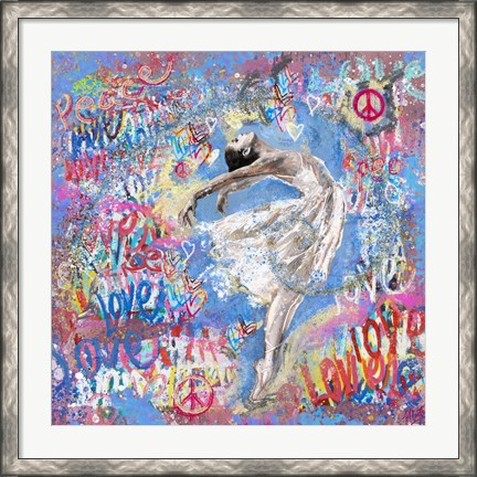 Framed Graffiti Ballerina 1 Print