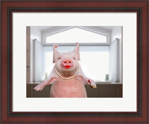 Framed Lipstick On A Pig Print