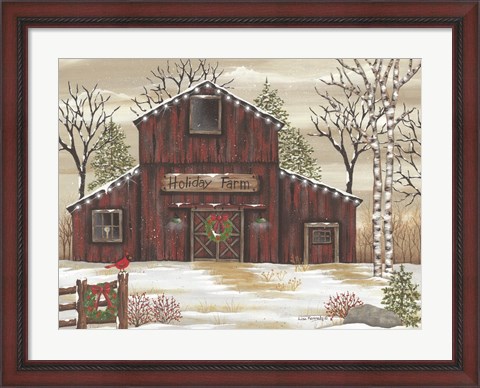 Framed Holiday Farm Barn Print