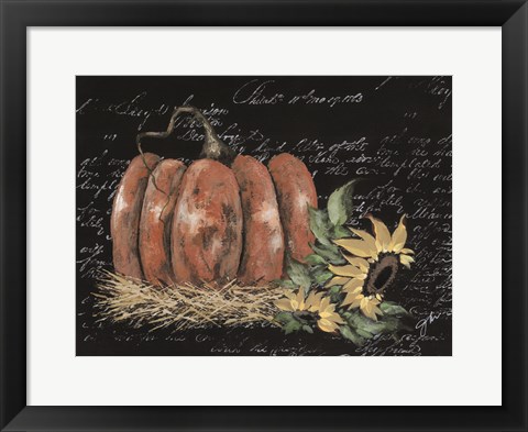 Framed Scripty Sunflower with Pumpkin Print