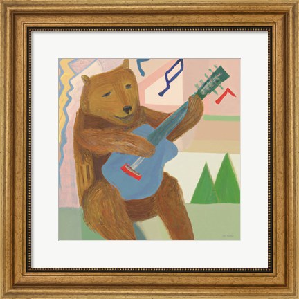 Framed Happy Bear Musician Print