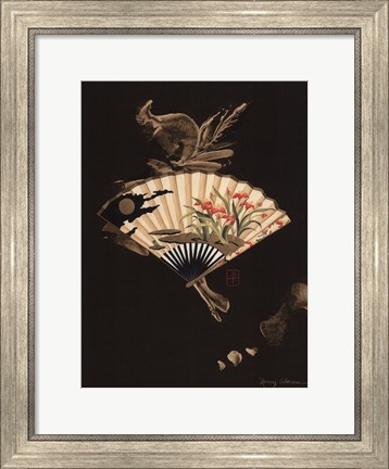 Framed Oriental Fan I Print