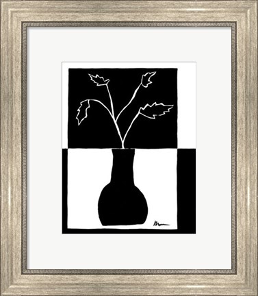 Framed Minimalist Leaf in Vase I Print