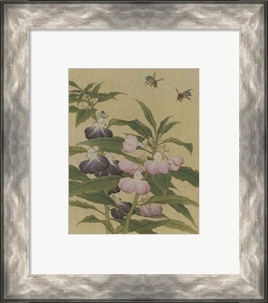 Framed Bees and Garden Blossoms Print