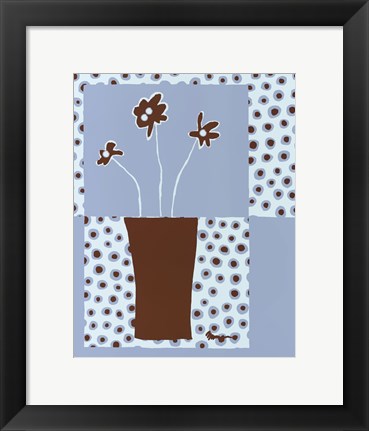 Framed Minimalist Flowers in Blue I Print