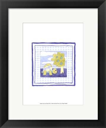 Framed Turtle with Plaid (PP) I Print
