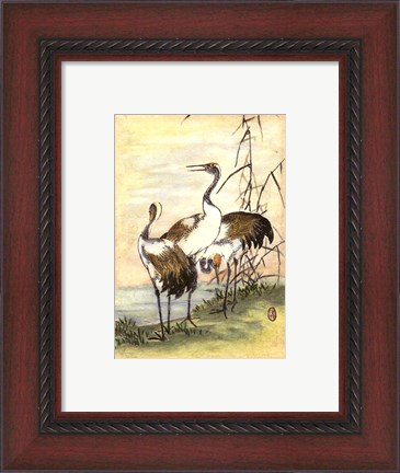 Framed Oriental Cranes I Print