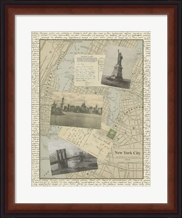 Framed Vintage Map of New York Print