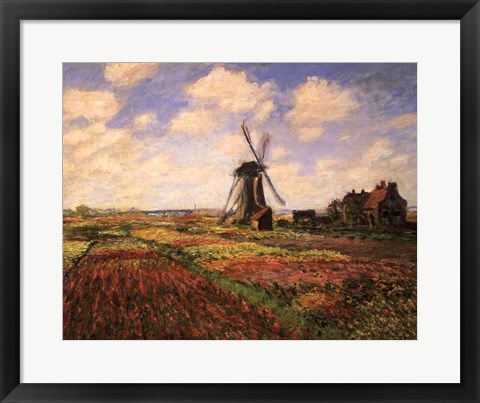 Framed Tulip Fields with Windmill Print