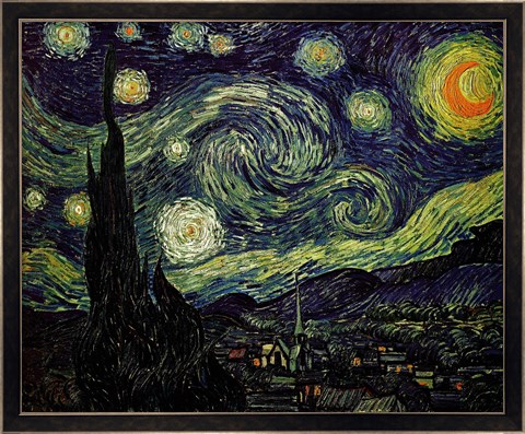 Framed Starry Night, c.1889 Print