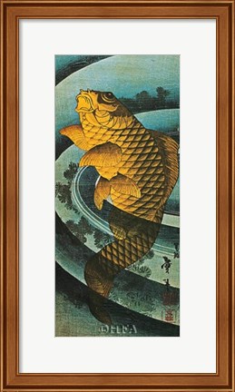Framed Carp Leaping in a Pool Print
