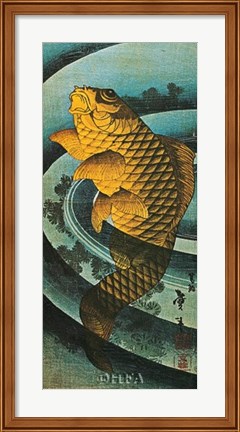 Framed Carp Leaping in a Pool Print