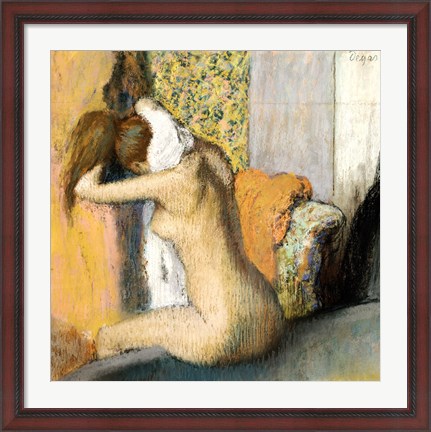 Framed After the Bath, Woman Drying her Neck Print