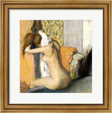 Framed After the Bath, Woman Drying her Neck Print