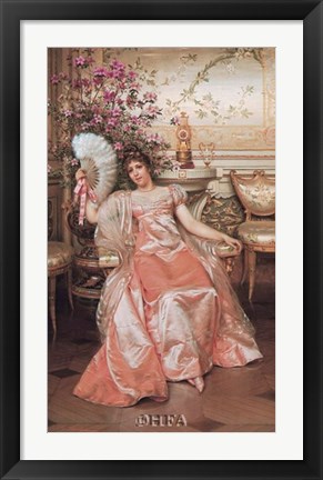 Framed Lady with the Fan Print