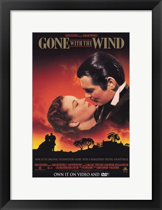 Framed Gone with the Wind Scarlett O&#39;Hara &amp; Rhett Butler Print