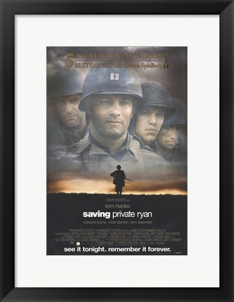 Framed Saving Private Ryan - See it tonight. Remember it forever. Print