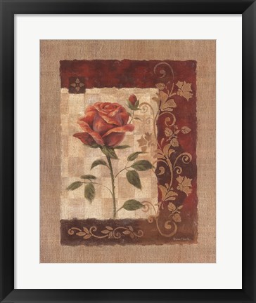Framed Burlap Tea Rose Print