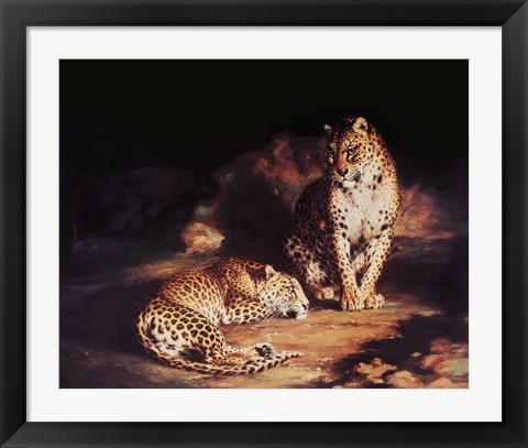 Framed Pair Of Leopards Print