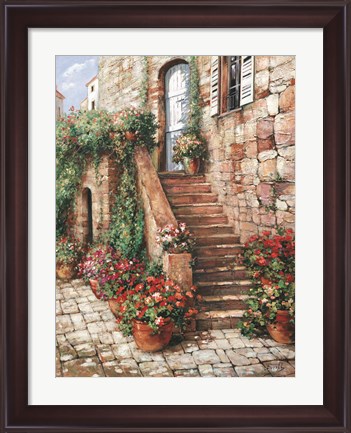 Framed Stone Stairway, Perugia Print