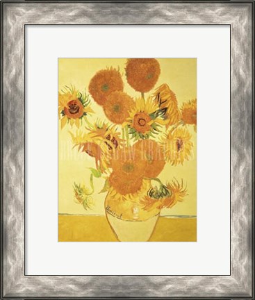 Framed Sunflowers on Gold, 1888 Print