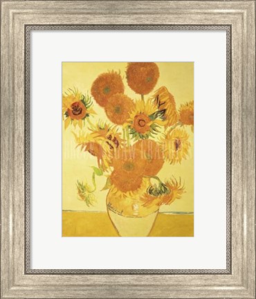 Framed Sunflowers on Gold, 1888 Print