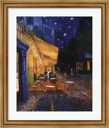 Framed Cafe Terrace on the Place du Forum, Arles, at Night, c.1888 Print