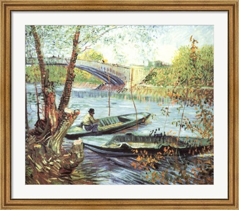 Framed Fisherman in His Boat Print