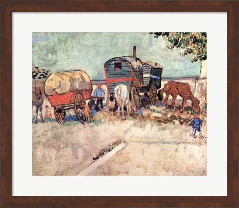 Framed Encampment of Gypsies with Caravans, near Arles, c.1888 Print