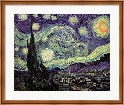 Framed Starry Night, c.1889 Print