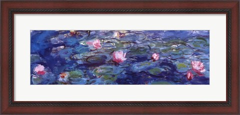 Framed Water Lilies (blue and purple) Print
