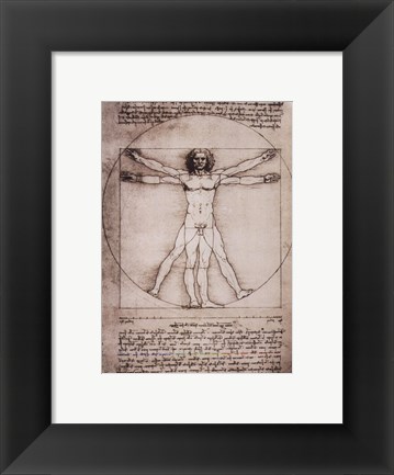 Framed Vitruvian Man, 1492 Print
