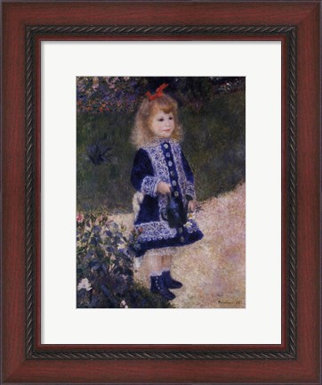 Framed Girl with a Watering Can Print