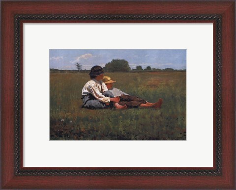 Framed Boys in a Pasture, 1874 Print