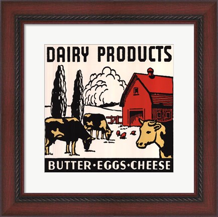 Framed Dairy Products-Butter, Eggs, Cheese Print