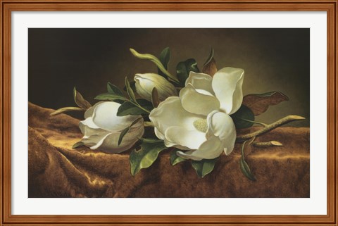 Magnolias on Gold Velvet Cloth Artwork by Martin Johnson Heade at ...