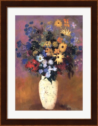 Framed Vase of Flowers, 1914 Print