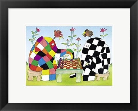 Framed Elmer and Wilbur Play Chess Print