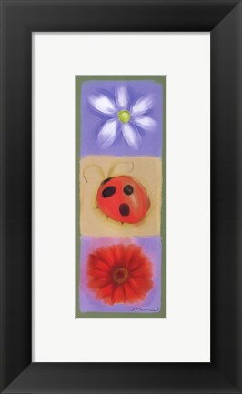 Framed Ladybug Flowers Panel Print