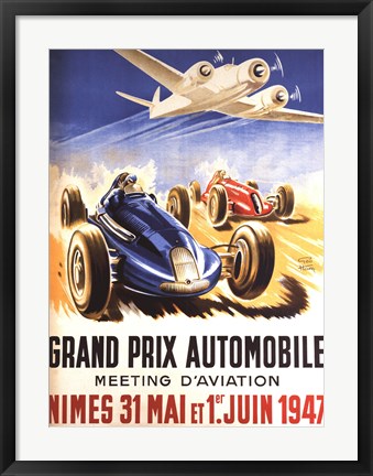 Framed Grand Prix Automobile Nimes Print