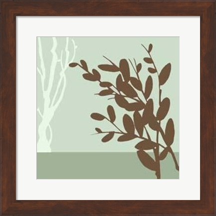 Framed Metro Leaves In Green II Print