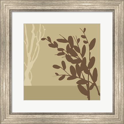 Framed Metro Leaves In Khaki II Print