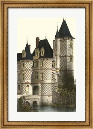Framed French Chateaux In Blue II Print
