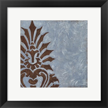 Framed Silver Damask I Print