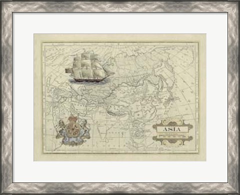 Framed Antique Map Of Asia Print