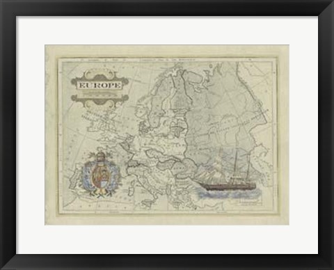Framed Antique Map Of Europe Print